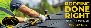 ad banner for Golden Spike Roofing