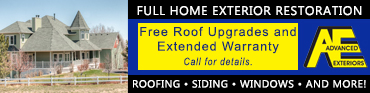 ad banner for Advanced Exteriors Roofing, Siding, Windows & More