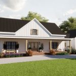 3-D rendering showing facade of a house with landscape