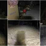 A collage of photos of before and after junk removal in an enclosed space