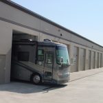 large vehicle going out of the garage