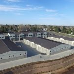 aerial view of storage units