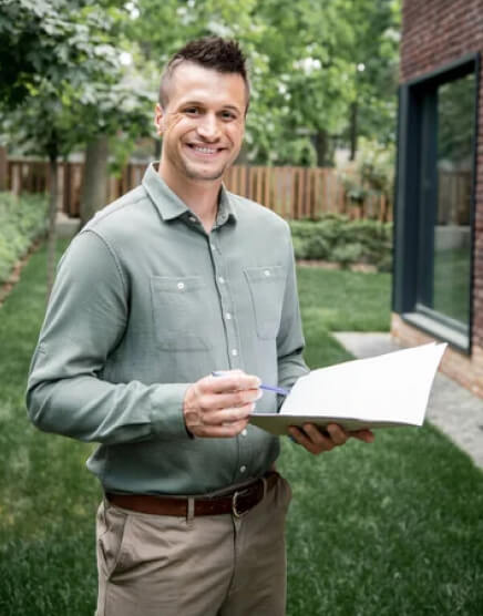 img - overjoyed-property-broker-looking-camera-while-standing-folder-pen-cottage