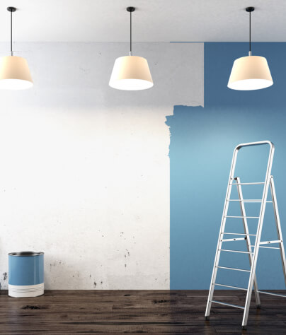 Residential house interior wall unfinished painting