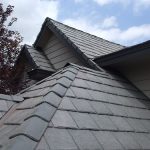 closeup of slate roofing tiles