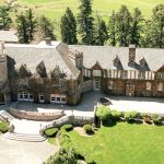 aerial view of a large castle-like house