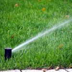 water sprinkler spraying on grass