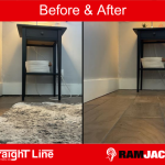 A foundation or retaining wall that has undergone repairs